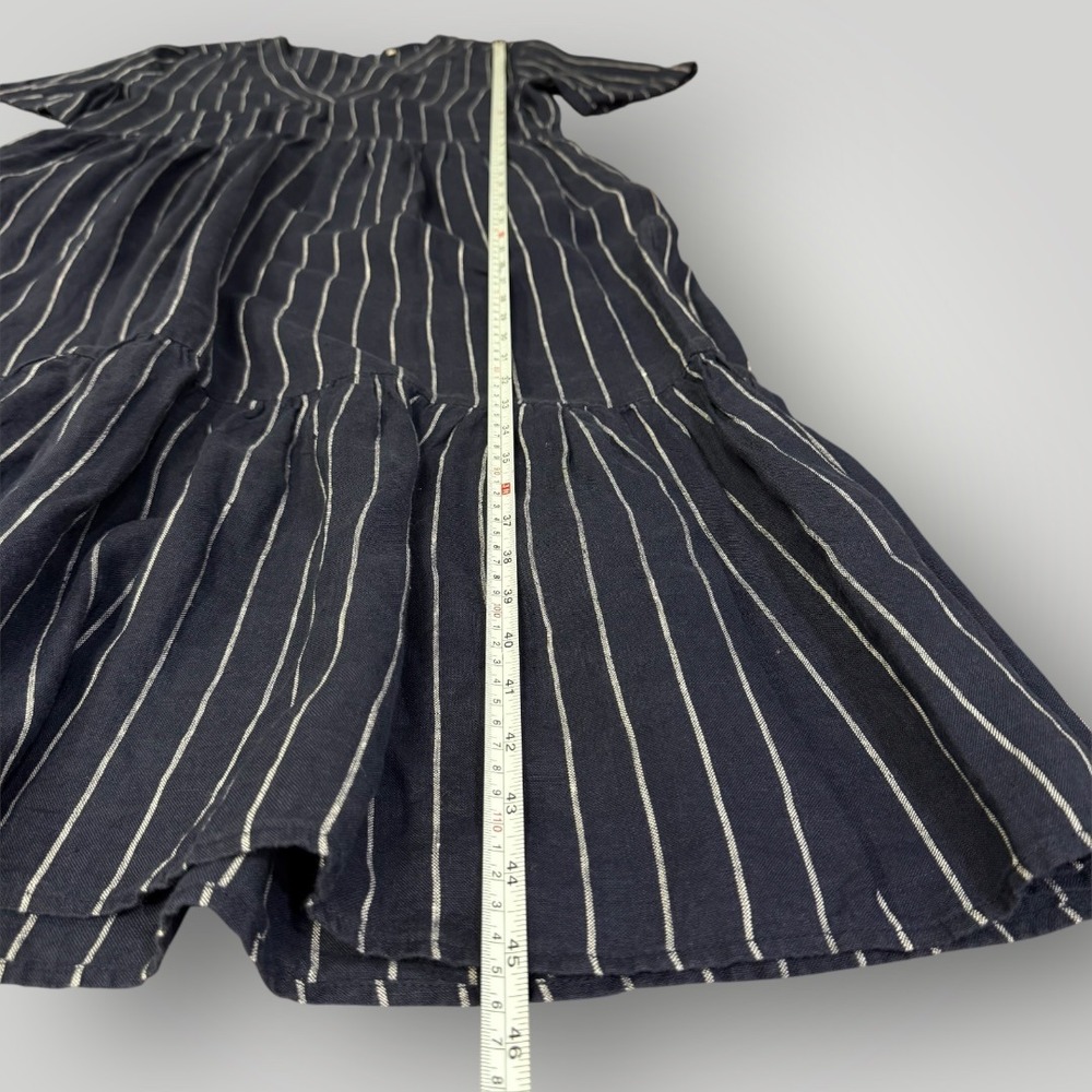 Barbour Marina Fogle Wickham Dress Navy Blue Pinstripe 100% Linen Midi Womens 4 - Picture 9 of 9